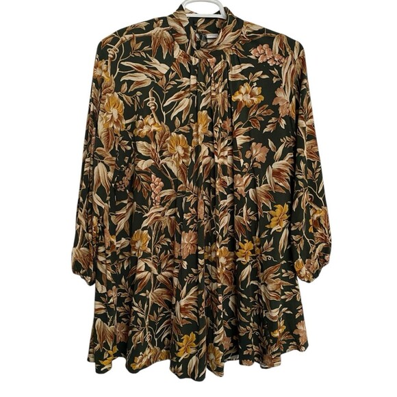 H&M Green Floral Baby Doll Dress Tunic - Picture 1 of 7